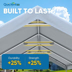 Quictent 10x20 ft Heavy Duty Carport Canopy Galvanized Car Tent Outdoor Garage Boat Shelter with Reinforced Structure, with Hanging Edge - White