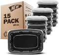 Freshware Meal Prep Containers 15 Count (Pack of 1) Compartment Food Storage Containers with Lids, Bento Box, BPA Free, Stackable, Microwave/Dishwasher/Freezer Safe (28 oz) (Color May Vary)