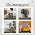 LFH Home Cotton Canvas Large Laundry Bag with Handle, Heavy Duty Drawstring Closure Washable Laundry Bags, School Travel, Home, Hotel, College Dorm, Organizer Sack, Toys Clothes 24x36 (Pack of 2)-Grey
