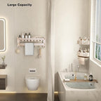 VOLPONE Corner Shower Caddy Suction Cup Shower Shelf Corner No Drilling Bathroom Shower Organizer Storage Rack Adhesive with Towel Bar Hooks(2-Pack, Ivory)