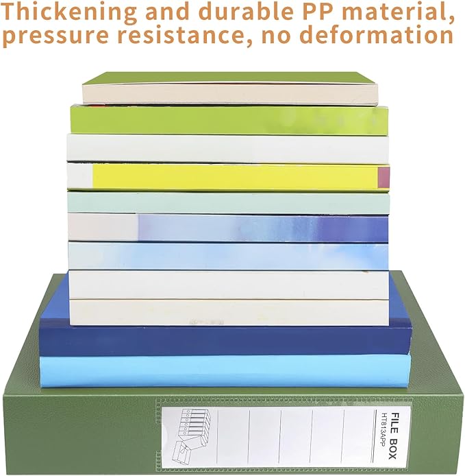 HUA JIE 2 Pack A4 Storage File Boxes Archives Case,65mm Spine,Box File Document Storage Box with Metal Clip for Office School -Green