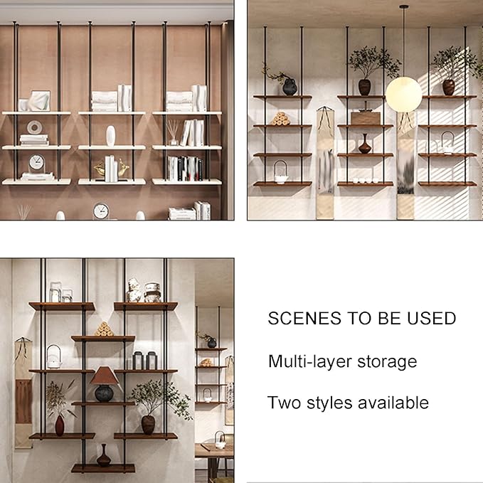 Ceiling Shelf, Ceiling Mount Storage Rack with Wooden Boards Hanging Storage Rack for Display Plants,Wine,Books, Quick Installation (Color : A, Size : 3 Layer)