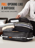 Vacuum Bags for Travel with Wireless Pump, 180° Open Zipper, IP67 Waterproof, Reusable Space Saver Compression Bags for Backpack, Suitcase, Home Storage(2 Pack + Pump)