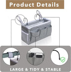 Bedside Caddy Hanging Storage Bag, Organizer Baskets with Pockets for Bunk Bed Accessories, Loft & Dorm Rooms Chair Bed Rails (Gray)