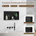 23x11 Inch Recessed Medicine Cabinet, Black Medicine Cabinet No Mirror, 304 Stainless Steel Bathroom Wall Niche Cabinet with Storage for Bathroom, Living Room