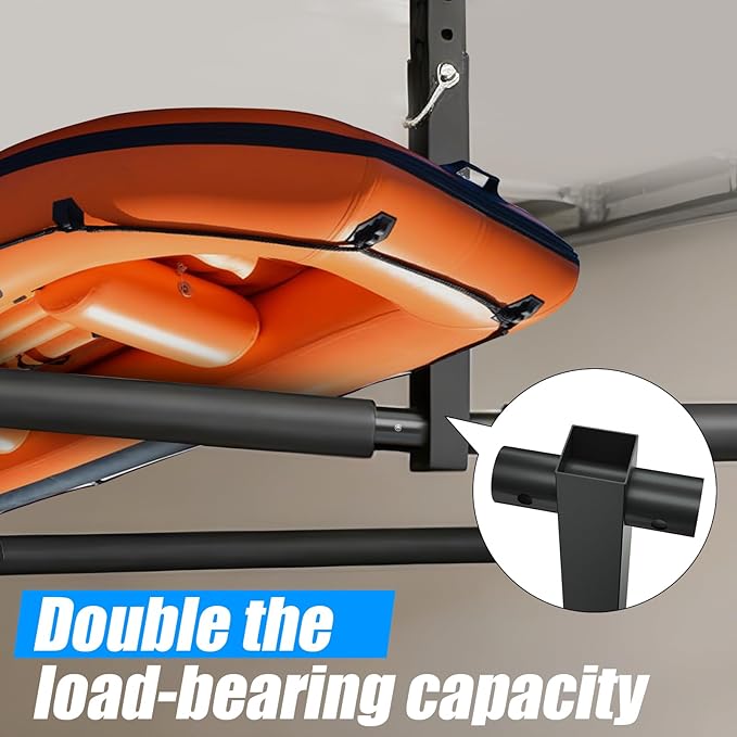 Stainless Steel Ceiling Storage Rack, 10"-18" Height Adjustable,Kayak Overhead Garage Storage Rack, Holds 200 lbs, for High-Altitude Storage of Kayaks, Surfboards, Canoes, Skis, and Ladders