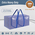 12 Pack Extra Heavy Duty Large Moving Bags with Strong Zipper & Comfortable Handles, Sturdy & Durable Clothes Storage Bags Totes Bins, Packing Moving Boxes for College Supplies, Blue