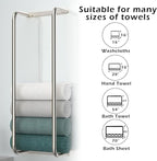 Stainless Steel Wall-Mounted Bathroom Towel Rack and Organizer for Rolled Towels, Ideal for Modern Small Bathrooms with Limited Space, Sleek and Chic Sliver Design.