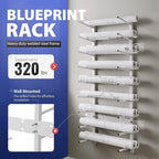 Wall Mount Blueprint Storage Rack Hanging File Roll Poster Display Rack Heavy Duty Roll File Holder for Construction Plan Posters Vinyl RollsHigh Map Capacity 320 lbs