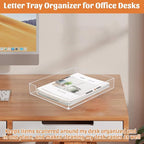 Letter-Size Tray Desk Letter Tray Paper Tray, Sturdy Heavy-Duty Plastic Printer Paper Tray, Single-Tier Stackable File Storage Organizer for Office Home (Clear)