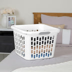 Sterilite Laundry Basket, Plastic Clothes Hamper, Large Square Bin with Comfort Grip Handles and Reinforced Rim, 1.5 Bushel Capacity, White, 18 Pack