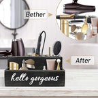 Unistyle Hair Blow Dryer/Curling Iron Holder, Countertop, Hair Tools & Styling Supplies Organizer Flat for Bathroom Counter for Accessories, Makeup, Toiletries Storage, Black