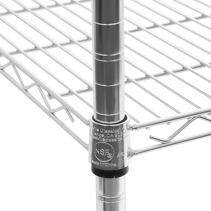 Seville Classics UltraDurable Heavy Duty NSF Solid Steel Wire Rack Storage Unit Organizer for Garage, Warehouse, Office, Restaurant, Classroom, Kitchen, 5-Tier Shelving, 24" W x 18" D