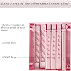 Locker Shelf Adjustable Height and Width, Pink Locker Organizer for Work, Locker Shelves for School Locker, Stack-able Locker Stand Tools for Gym Locker, Locker Accessories Stuff, Pack of 2