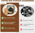 Coffee Pod Basket Holder Hollow Design Metal Coffee Pod Container with Dust Cover Holder Organizer Large Capacity Sturdy Coffee Pod Organizer (black)