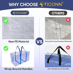 TICONN 2 Pack Extra Large Moving Bags Heavy Duty with Zippers & Carrying Handles, Durable Storage Bags Moving Boxes for Closet Organizers and Storage (2 Pack, Blue)
