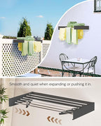 Wall Mounted Clothes Drying Rack 40", Foldable Wall Mount Laundry Rack Folding Indoor, Drying Rack Clothing Collapsible, Hidden Space Saver with Wall Template, 6 Rods, Black
