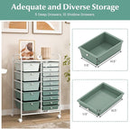RELAX4LIFE 15-Drawer Storage Drawer Carts - Mobile Rolling Utility Cart w/Wheels, Craft Organizer for Classroom Organization and Storage, School, Office, Home, Storage Organizer Cart (Gradient Green)