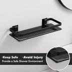 KES Black Glass Shelf for Bathroom, Glass Wall Shelf Extra Thick Tempered Glass shelfs Rectangular 2 Pack, Wall Mounted, BGS4126A-BK-P2
