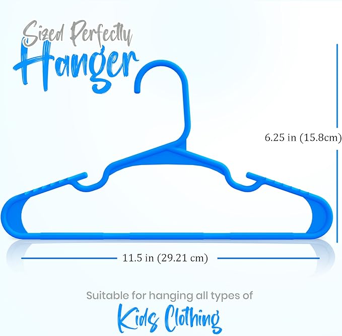 Utopia Home 20 Pack Kids Hangers - 11.5 Inch Plastic Baby Hangers for Closet - Childrens Hanger for Clothes & Infant Hanger for Closet - (Blue)