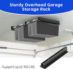 3 Pack Overhead Storage Bin Rack, Ceiling Racks for Utility Bins Organization, Heavy Duty Rack Ceiling Garage Storage for Supports Most Bins Container (for 2 Bins, Bins are not included)
