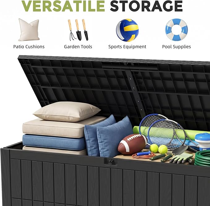 UDPATIO 220 Gallon Deck Box, Outdoor Storage Box Lockable Waterproof Indoor Outdoor Storage Container for Patio Cushions, Garden Tools, Package Delivery Boxes for outside