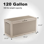 120 Gallon Deck Box Outdoor, Waterproof Outdoor Storage Boxes with Lids, Outside Resin Lockable Storage Box for Patio Cushions, Garden Tools(Grey)
