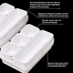 Set of 24 Interlocking Desk Drawer Organizer Tray Dividers Plastic Shallow Narrow Drawers Organizers Separators Storage Bins Container for Kitchen Bathroom Makeup Office Vanity Bedroom Dresser White
