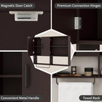 Medicine Cabinet, Wooden Bathroom Wall Cabinet with 2 Doors, Adjustable Shelves & Towel Bar, Over Toilet Storage Cabinet Wall Mounted for Kitchen & Laundry, Espresso