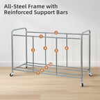 STORAGE MANIAC 5 Section Laundry Sorter, 5 Bins Rolling Separator Laundry Basket, Dirty Clothes Hamper Divider with Heavy Duty Rolling Lockable Wheels, Large Clothes Organizer Cart, Black
