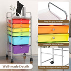 GOFLAME 6-Drawer Rolling Storage Cart, Multifunctional Art Craft Organizer Cart, Mobile Utility Storage Cart with Removable Drawers & Lockable Wheels, Craft Cart for Home Office, School, Multicolored