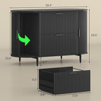 SEDETA 39.4" Filing Cabinet for Home Office, 2 Drawer File Cabinet, fit Legal/Letter/A4 Size, Modern Fluted Filing Cabinets with 2 Sliding Door Storage, Printer Stand, Black