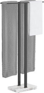 KES Standing Towel Rack, 37" H (Equal Height) Towel Rack Stand with Marble Base, Free Standing Towel Racks for Bathroom Floor, 18/8 Stainless Steel Matte Black, BTH229-BK