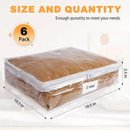 Clear Zippered Storage Bags Plastic Sweater Storage Bags with Zipper 6 Packs Clothing Organizer for Blankets Linen Sweater Bed Sheet Quilt Clothes Pillow (10.5 x 10.5 x 2.5 Inch)