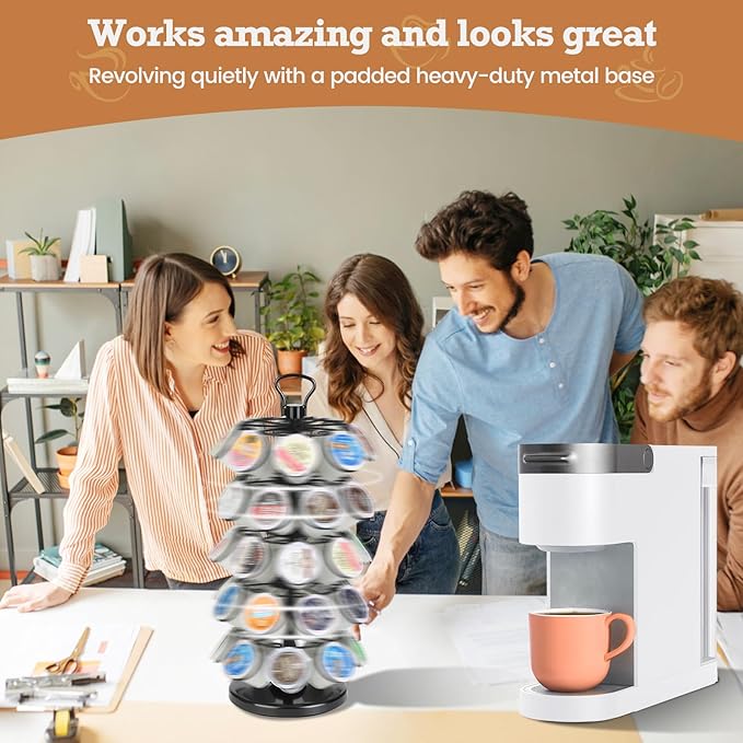 K Cup Holders,K Cup Holder, K Cups Holder,K Cup Carousel, Coffee Pods Holder Storage Organizer Stand,No Assembly Required,Black (40 Pods Capacity Easy Assembly Glossy Black)