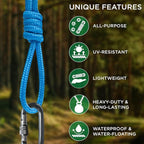 TECEUM Rope – 90 Feet x 3/8 Inch (10mm) – Sky Blue – Strong All-Purpose Utility Rope – Camping, Crafting, Flag Pole, Indoor & Outdoor – Polypropylene Nylon Poly Lightweight Diamond Braided Cord