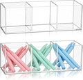 Epakh 2 Pieces Acrylic Cube Organizer 3 Compartments Clear Acrylic Pencil Holder Makeup Brush Drawer Organizer for Desk, Office, Vanity