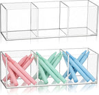 Epakh 2 Pieces Acrylic Cube Organizer 3 Compartments Clear Acrylic Pencil Holder Makeup Brush Drawer Organizer for Desk, Office, Vanity