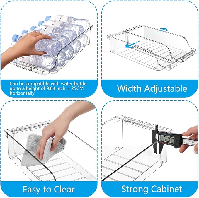 Clear Width Adjustable Soda Can Organizer for Refrigerator Expandable Soda Can Dispenser for Beer Soda Seltzer Pop Can Soda Expand Organizer for Fridge Kitchen Pantry