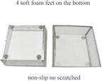 HAHIYO Stackable Mesh Tray Cup 6 x 6 x 2 inches Sturdy Container for Desk Drawer Organizer Collection for Home Office School kitchen Soft Foam Feet No Sharp Edges 2 Pack Silver