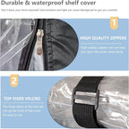 Wire Rack Covers,Heavy Duty 600D Dustproof Waterproof Storage Rack Covers for Metal Shelves,Storage Shelf Cover with Zipper for Wire Shlef,48''W x 19''D x 72''H,Black with Clear Front