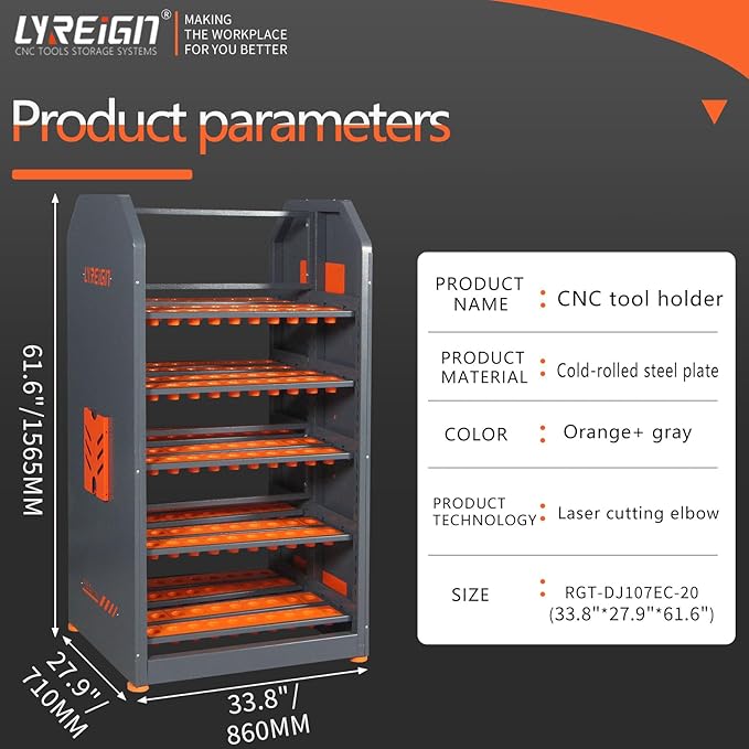5-Layer Double-Sided Parallel CNC Storage, Large Capacity Tool Keeper & Compartment for Workers
