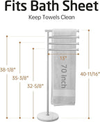 KES Free Standing Towel Racks for Bathroom, Towel Stand with Natural Marble Base, 40 Inch 4 Swivel Bars Floor Towel Rack Stand, Premium 18/8 Stainless Steel, Brushed Finish, BTH219S4-2