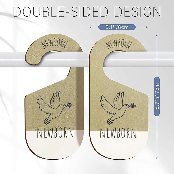 Baby Closet Dividers for Clothes Organizer - Set of 8 Wooden Double-Sided Baby Clothes Size Dividers form Newborn to Toddler for Daily Gender-Neutral Baby Nursery Decor