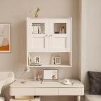 Bathroom Wall Cabinet, Medicine Cabinet with 2 Glass Door and Adjustable Shelves,White Wall Mounted Cabinet Over The Toile,3-Tier Wood Hanging Storage for Bathroom,Kitchen,Living,Laundry Room