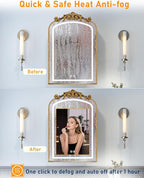 20"x30" LED Bathroom Medicine Cabinet with Mirror and Lights, Bronze Hand-Painted Baroque Bathroom Storage with Mirror, Recessed / Wall Mounted, Dimmable 3 Color Lighting Anti-fog ( with 1 Organizer)