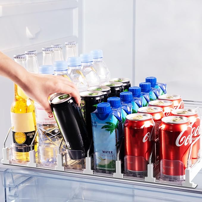 Coanto Drink Organizer for Fridge, Soda Can Dispenser for Refrigerator, Automatic Self-Pushing Fridge Drink Dispenser Holds up to 30 Cans, 6 Row