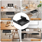 Under Desk Shelf,Under Desk Drawer Slide Out,Metal Under Table Drawer, Black（12inch）
