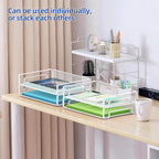 Samstar 4 Pack White Stackable Letter Paper Tray, Desk File Organizer Paper Sorter for Letter/A4 Size Folders Documents, Mesh Made,White