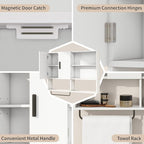 Medicine Cabinet, Wooden Bathroom Wall Cabinet with 2 Doors, Adjustable Shelves & Towel Bar, Over Toilet Storage Cabinet Wall Mounted for Kitchen & Laundry, White